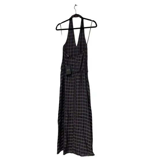 Massimo Dutti Womens Dress EU 38
US 6 Plaid Halter Neck Blue Brown NWT - Picture 5 of 15